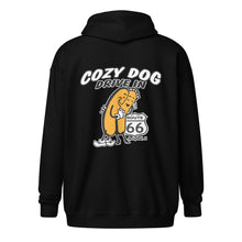 Load image into Gallery viewer, Unisex heavy blend zip hoodie with Cozy Dog Logo on Back