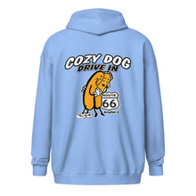 Load image into Gallery viewer, Unisex heavy blend zip hoodie with Cozy Dog Logo on Back
