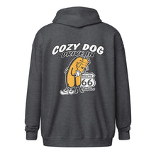 Load image into Gallery viewer, Unisex heavy blend zip hoodie with Cozy Dog Logo on Back