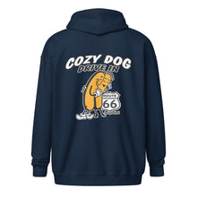 Load image into Gallery viewer, Unisex heavy blend zip hoodie with Cozy Dog Logo on Back