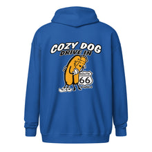 Load image into Gallery viewer, Unisex heavy blend zip hoodie with Cozy Dog Logo on Back