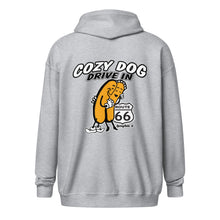 Load image into Gallery viewer, Unisex heavy blend zip hoodie with Cozy Dog Logo on Back