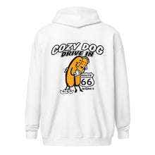 Load image into Gallery viewer, Unisex heavy blend zip hoodie with Cozy Dog Logo on Back