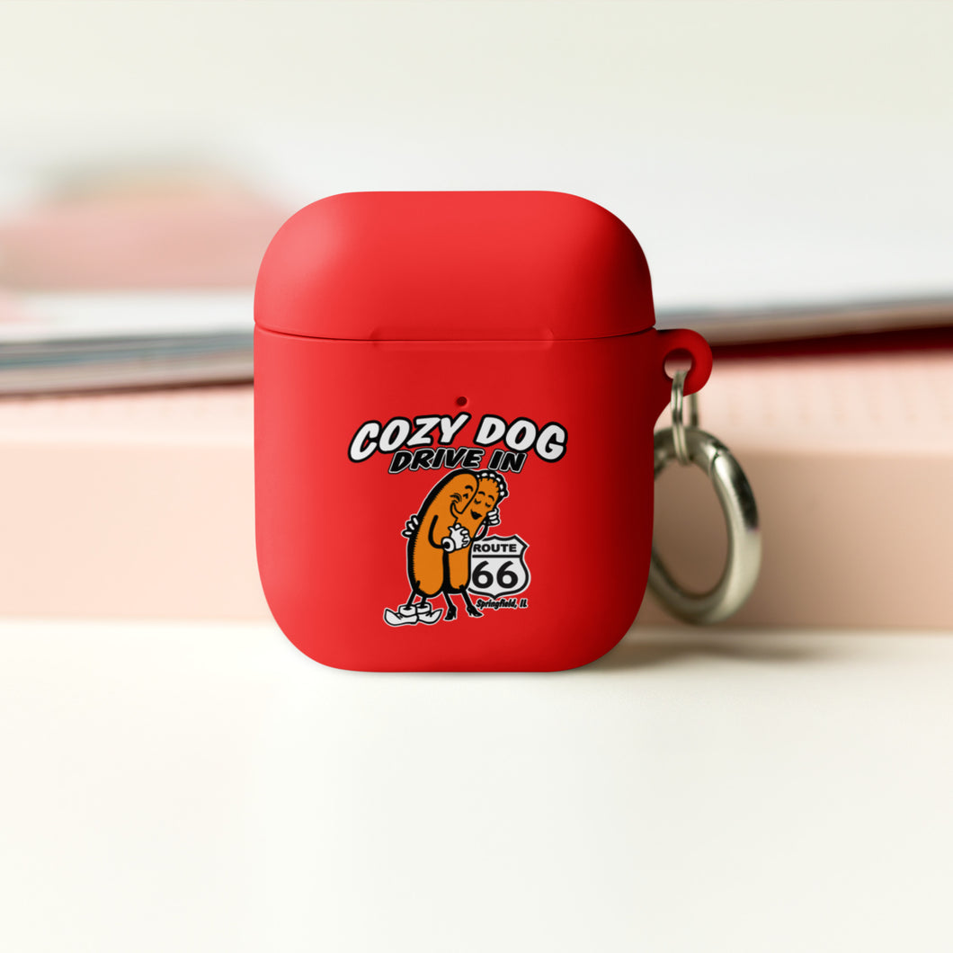 AirPods case with Cozy Dog Logo on front and Keep it Cozy on the back
