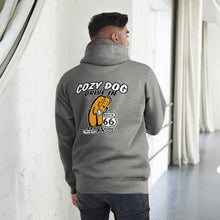 Load image into Gallery viewer, Unisex Hoodie with Cozy Dog Logo with Rt66 Shield on back