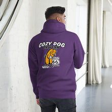 Load image into Gallery viewer, Unisex Hoodie with Cozy Dog Logo with Rt66 Shield on back